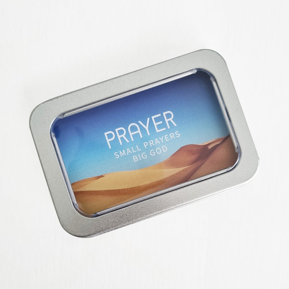 christian prayer cards set in tin box