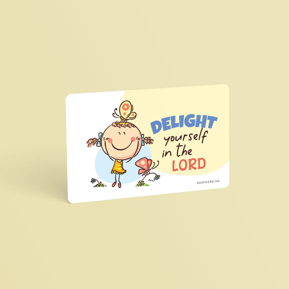 christian wallet card size children sticker delight in the lord
