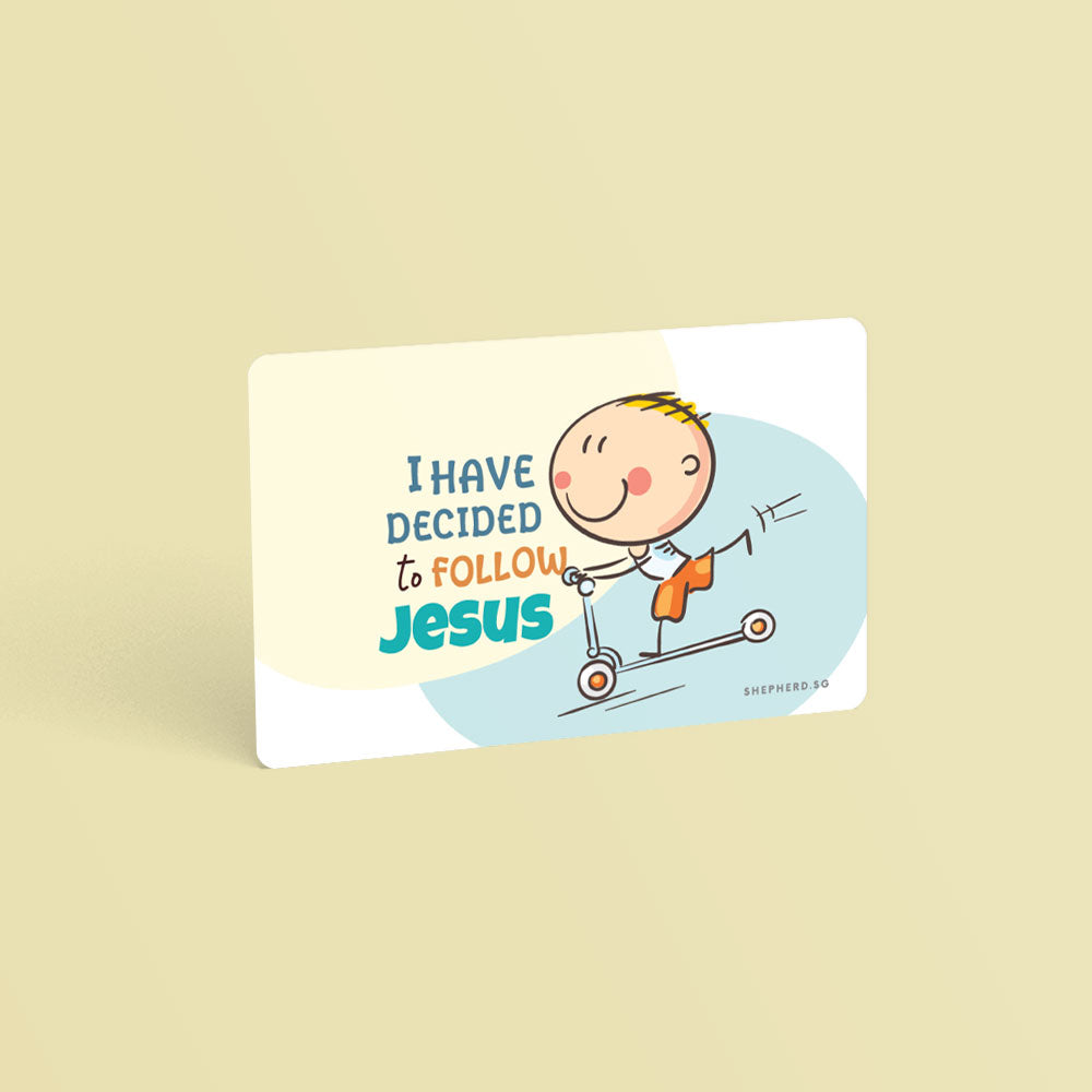 christian wallet card size children sticker follow Jesus