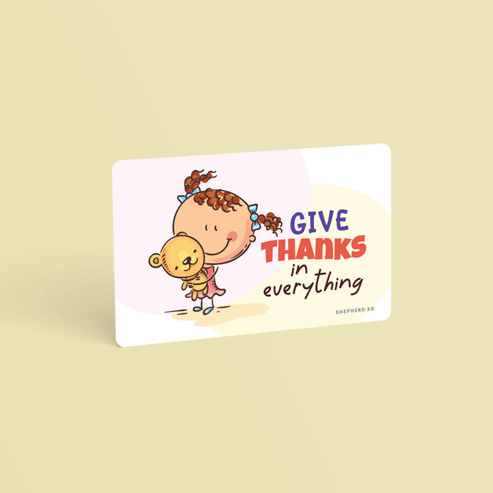 christian wallet card size children sticker give thanks
