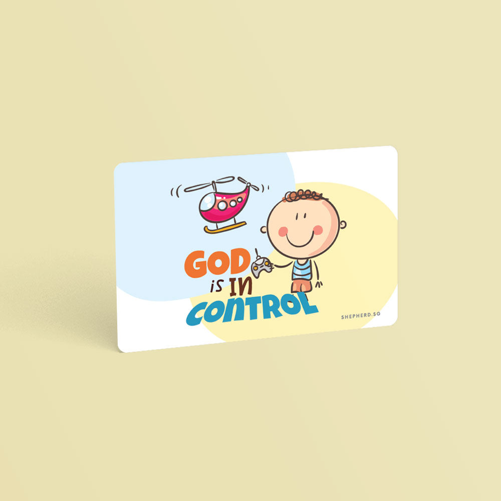 christian wallet card size children sticker God is in control