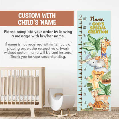 christian nursery growth chart animals custom instructions