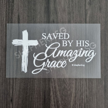 mirror decal saved by his amazing grace