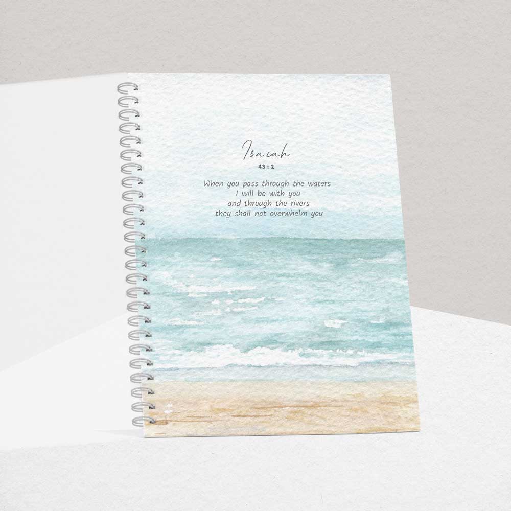 christian spiral notebook a5  through the waters