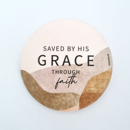 christian pin badge saved by grace through faith