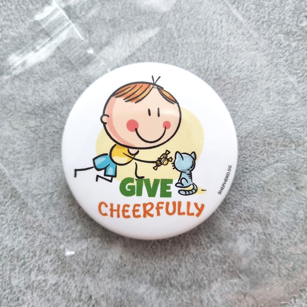 children pin badge give cheerfully