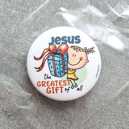 children pin badge jesus is the greatest gift