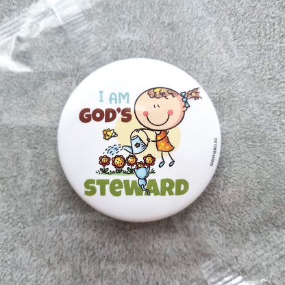 children pin badge i am god's steward