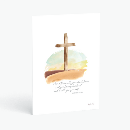 christian postcard bible verse come to me all your who labour