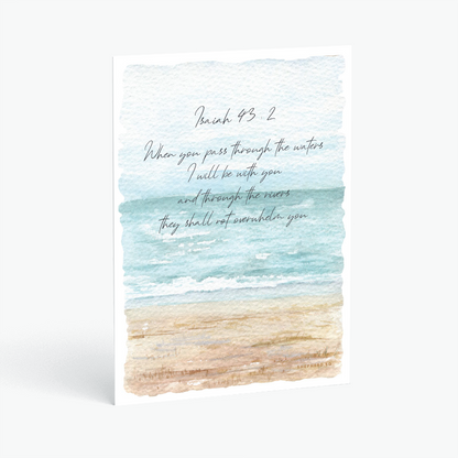 christian postcard bible verse through the waters