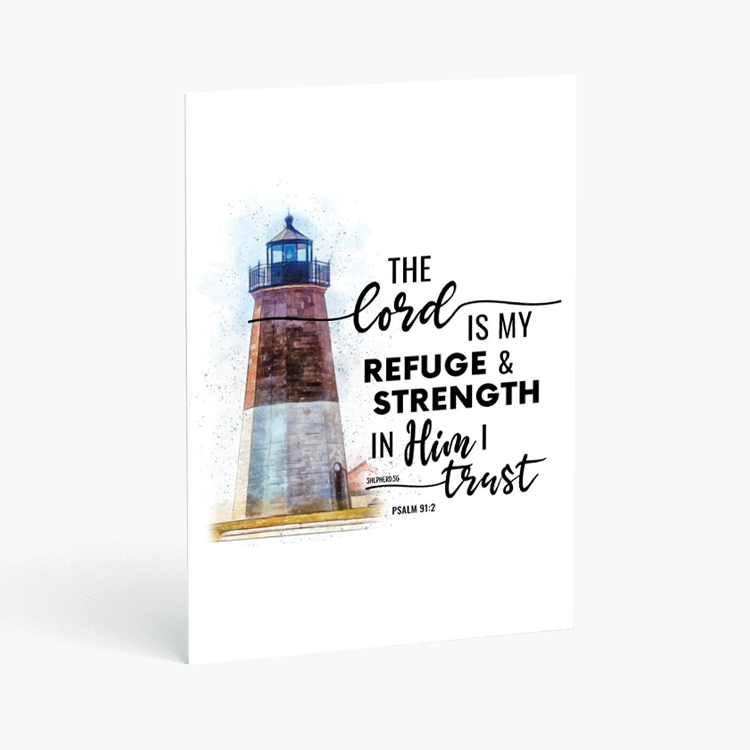 christian postcard the lord is my refuge and strength