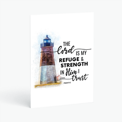 christian postcard the lord is my refuge and strength